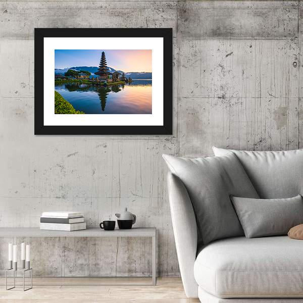 Ulun Danu Temple In Bali Canvas Wall Art-3 Horizontal-Gallery Wrap-25" x 16"-Tiaracle