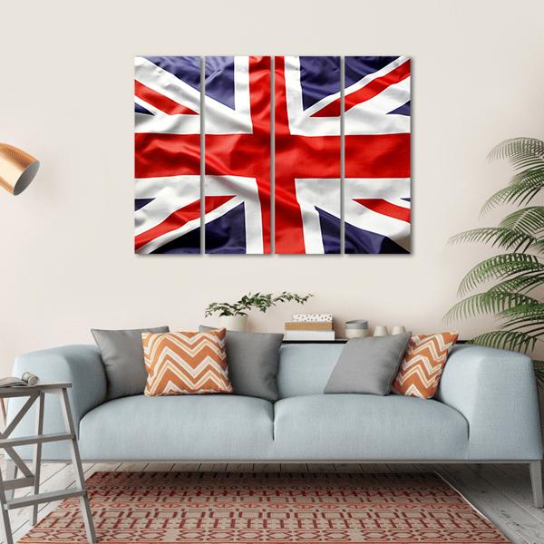 Union Jack Flag Canvas Wall Art-4 Horizontal-Gallery Wrap-34" x 24"-Tiaracle