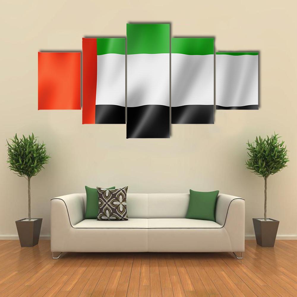 United Arab Emirates Flag Canvas Wall Art-5 Star-Gallery Wrap-62" x 32"-Tiaracle