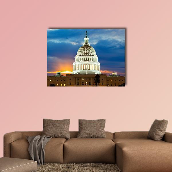United States Capitol Building In Washington DC Canvas Wall Art-1 Piece-Gallery Wrap-36" x 24"-Tiaracle