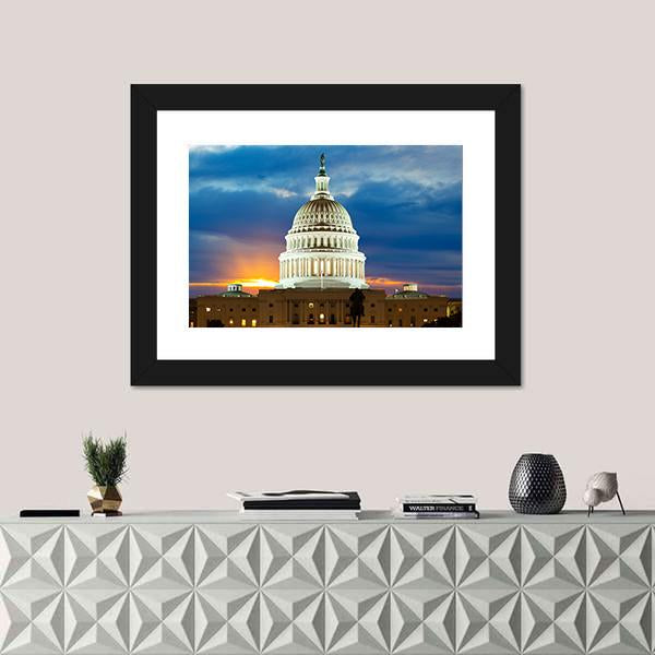 United States Capitol Building In Washington DC Canvas Wall Art-1 Piece-Framed Print-20" x 16"-Tiaracle