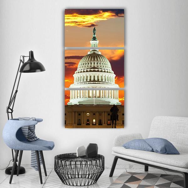 United States Capitol Building Vertical Canvas Wall Art-3 Vertical-Gallery Wrap-12" x 25"-Tiaracle