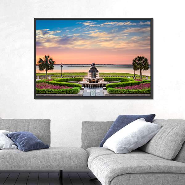 USA At Waterfront Park Canvas Wall Art-3 Horizontal-Gallery Wrap-25" x 16"-Tiaracle