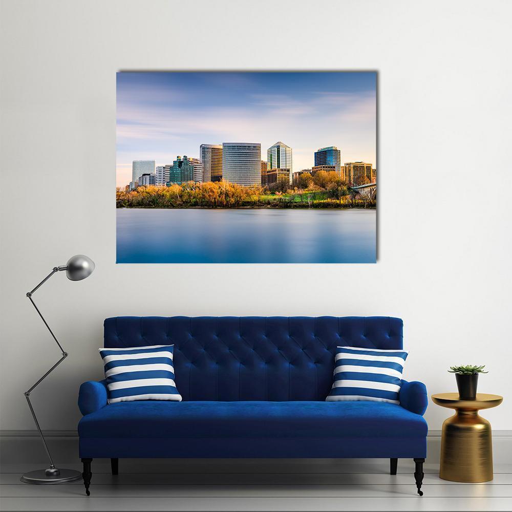 USA City Skyline On Potomac River Canvas Wall Art-1 Piece-Gallery Wrap-48" x 32"-Tiaracle