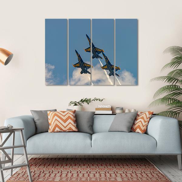 U.S.NAVY Blue Angles Canvas Wall Art-4 Horizontal-Gallery Wrap-34" x 24"-Tiaracle