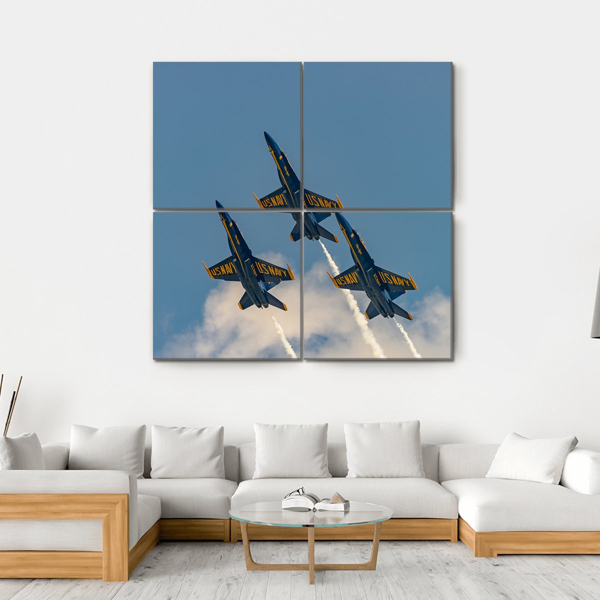 U.S.NAVY Blue Angles Canvas Wall Art-4 Square-Gallery Wrap-17" x 17"-Tiaracle
