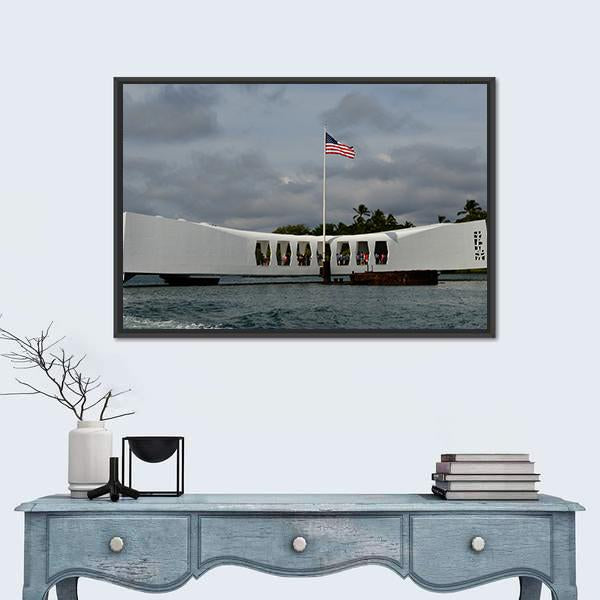 USS Arizona Memorial Pearl Harbor Canvas Wall Art-1 Piece-Floating Frame-24" x 16"-Tiaracle