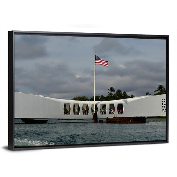 USS Arizona Memorial Pearl Harbor Canvas Wall Art-5 Horizontal-Gallery Wrap-22" x 12"-Tiaracle