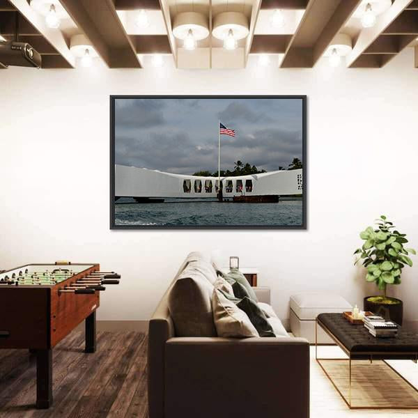 USS Arizona Memorial Pearl Harbor Canvas Wall Art-5 Horizontal-Gallery Wrap-22" x 12"-Tiaracle
