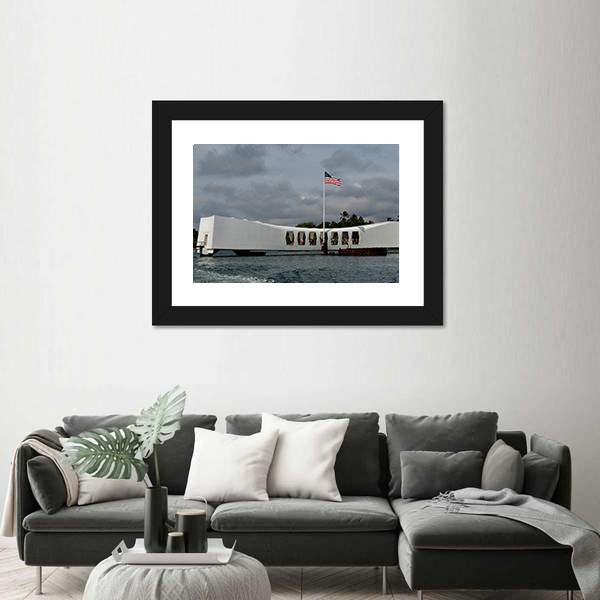 USS Arizona Memorial Pearl Harbor Canvas Wall Art-5 Horizontal-Gallery Wrap-22" x 12"-Tiaracle