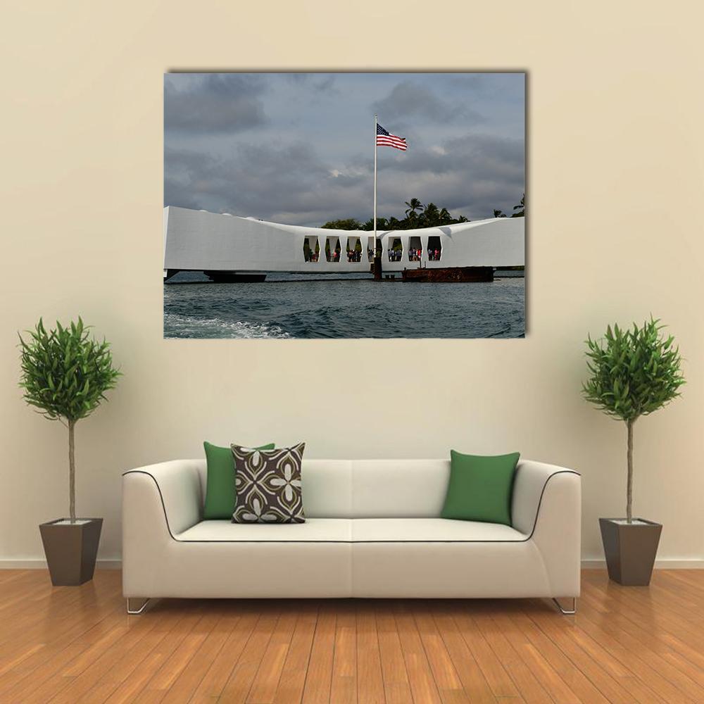 USS Arizona Memorial Pearl Harbor Canvas Wall Art-1 Piece-Gallery Wrap-36" x 24"-Tiaracle