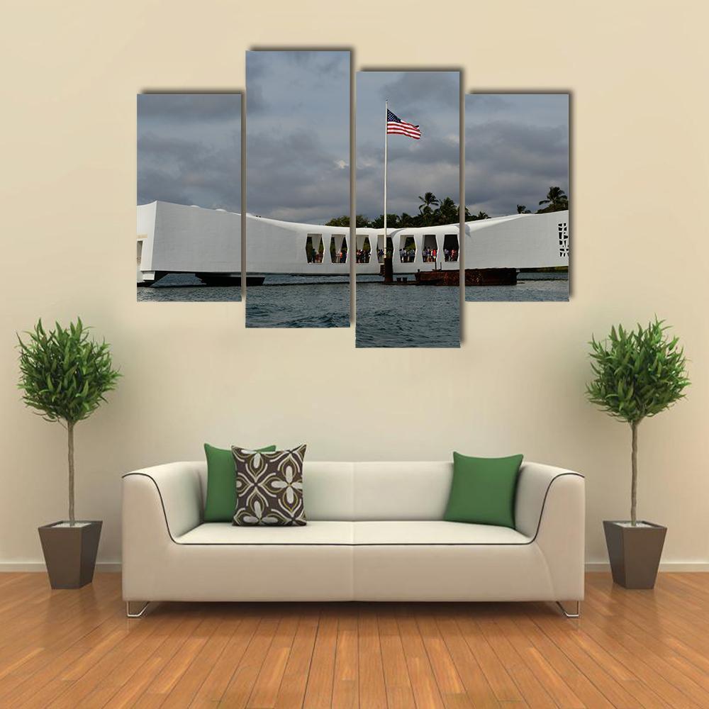 USS Arizona Memorial Pearl Harbor Canvas Wall Art-4 Pop-Gallery Wrap-50" x 32"-Tiaracle