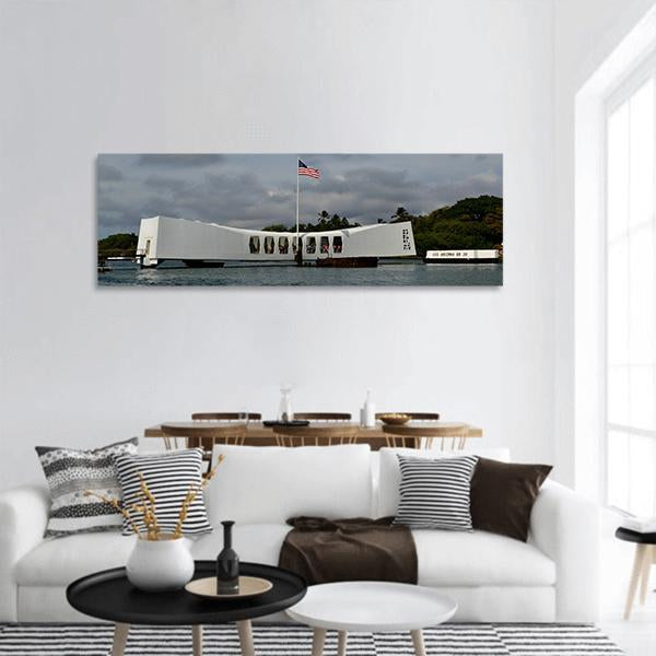 USS Arizona Memorial Pearl Harbor Panoramic Canvas Wall Art-1 Piece-36" x 12"-Tiaracle