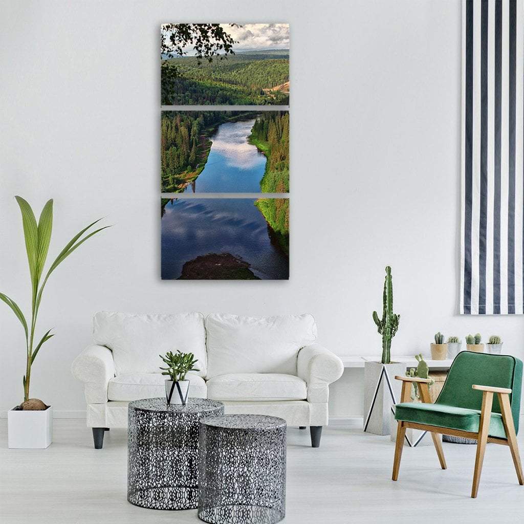 Usva Mountain River In Russia Vertical Canvas Wall Art-3 Vertical-Gallery Wrap-12" x 25"-Tiaracle