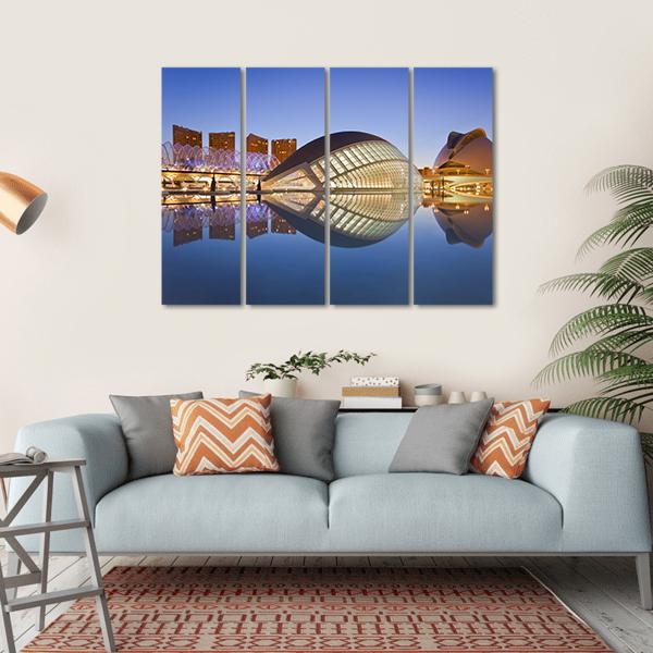 Valencia's City Of Arts And Science Museum Canvas Wall Art-4 Horizontal-Gallery Wrap-34" x 24"-Tiaracle