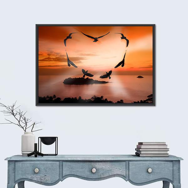 Valentine Bird Canvas Wall Art-1 Piece-Floating Frame-24" x 16"-Tiaracle