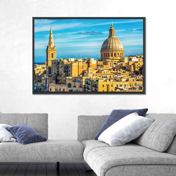 Valletta Malta View Canvas Wall Art-3 Horizontal-Gallery Wrap-25" x 16"-Tiaracle