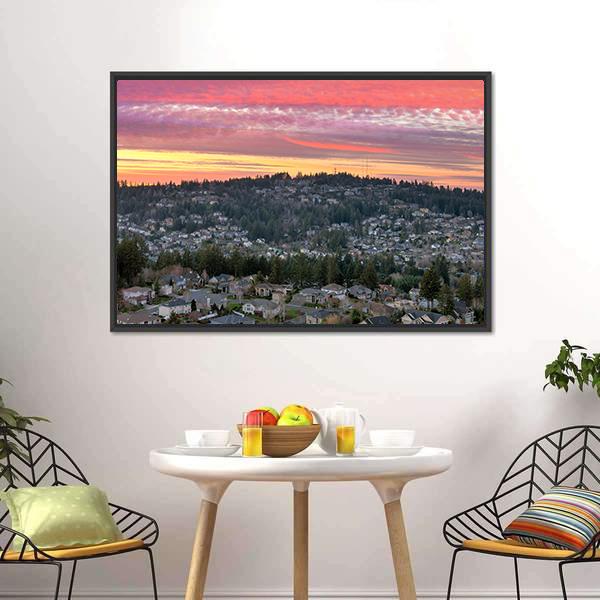 Valley In Oregon Canvas Wall Art-1 Piece-Floating Frame-24" x 16"-Tiaracle