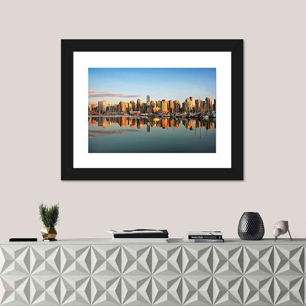 Vancouver Downtown Skyline Canvas Wall Art-1 Piece-Framed Print-20" x 16"-Tiaracle