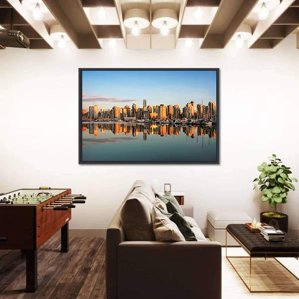Vancouver Downtown Skyline Canvas Wall Art-5 Horizontal-Gallery Wrap-22" x 12"-Tiaracle