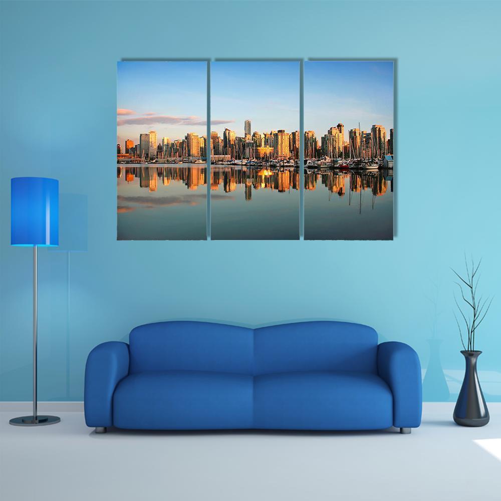 Vancouver Downtown Skyline Canvas Wall Art-3 Horizontal-Gallery Wrap-37" x 24"-Tiaracle