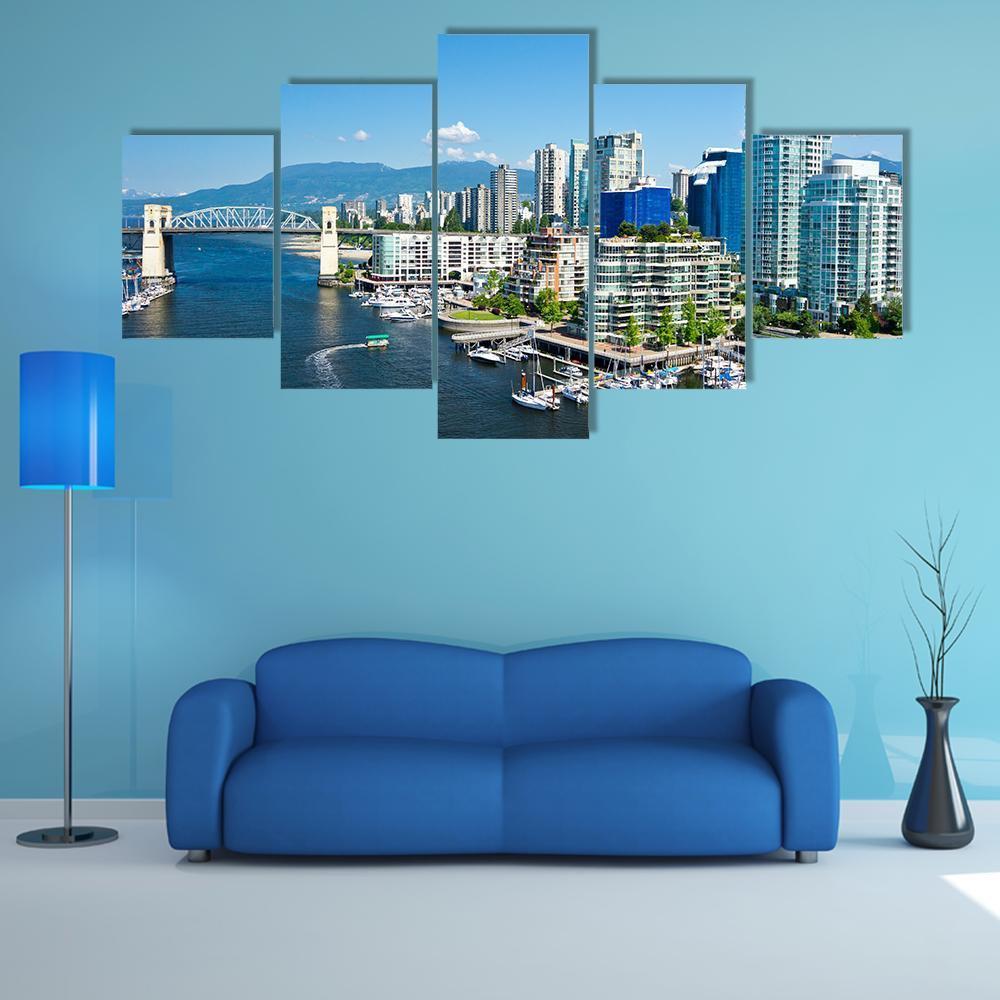 Vancouver Skyline Canvas Wall Art-5 Star-Gallery Wrap-62" x 32"-Tiaracle