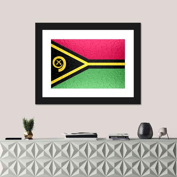 Vanuatu Flag On Metal Texture Canvas Wall Art-1 Piece-Framed Print-20" x 16"-Tiaracle