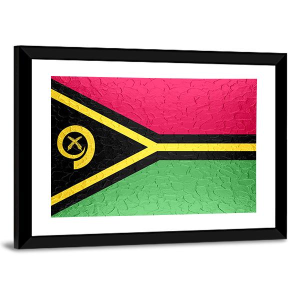 Vanuatu Flag On Metal Texture Canvas Wall Art-5 Horizontal-Gallery Wrap-22" x 12"-Tiaracle