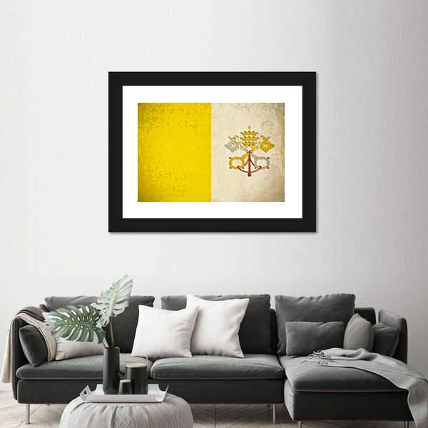 Vatican City Flag Canvas Wall Art-3 Horizontal-Gallery Wrap-25" x 16"-Tiaracle