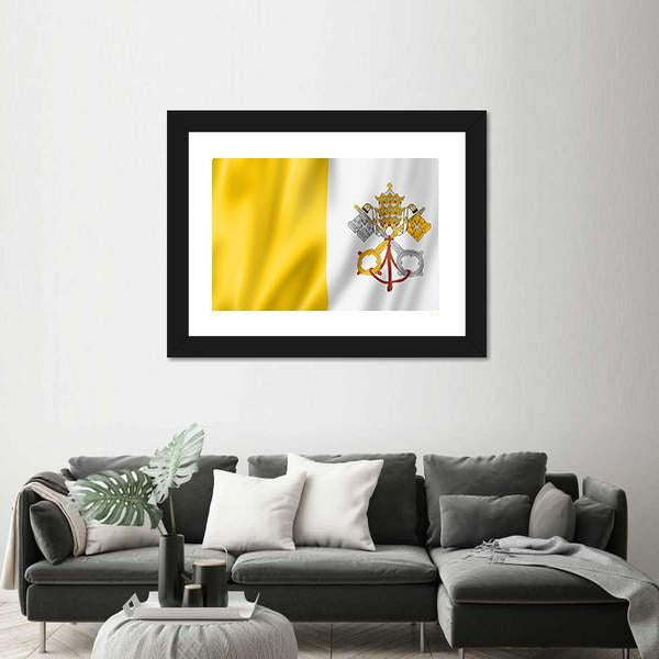 Vatican City Flag Canvas Wall Art-3 Horizontal-Gallery Wrap-25" x 16"-Tiaracle