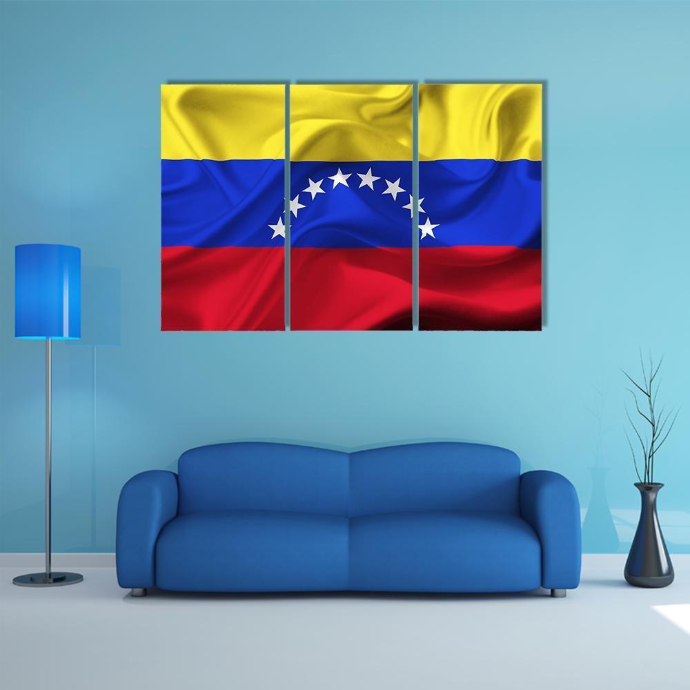 Venezuela Waving Flag Canvas Wall Art-3 Horizontal-Gallery Wrap-37" x 24"-Tiaracle