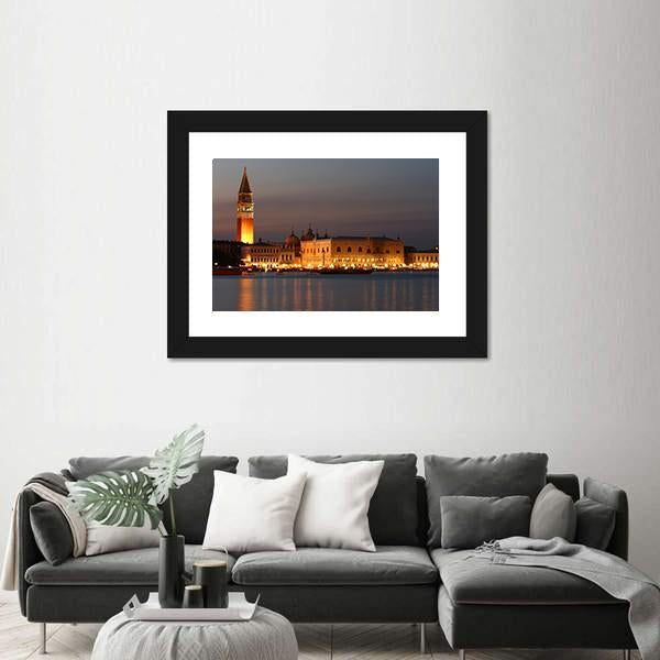 Venice At Sunset Canvas Wall Art-5 Horizontal-Gallery Wrap-22" x 12"-Tiaracle