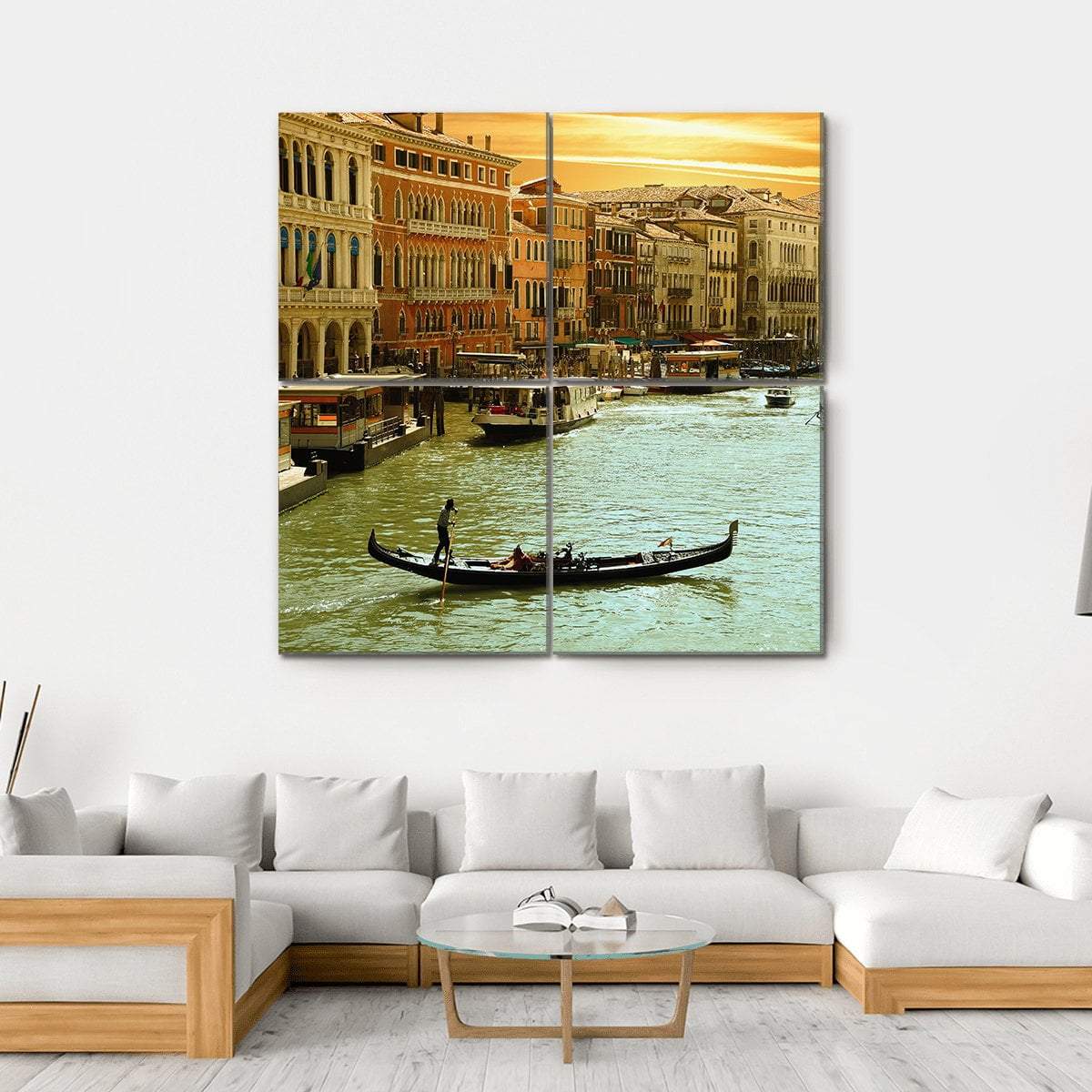 Venice Grand Canal Canvas Wall Art-4 Square-Gallery Wrap-17" x 17"-Tiaracle