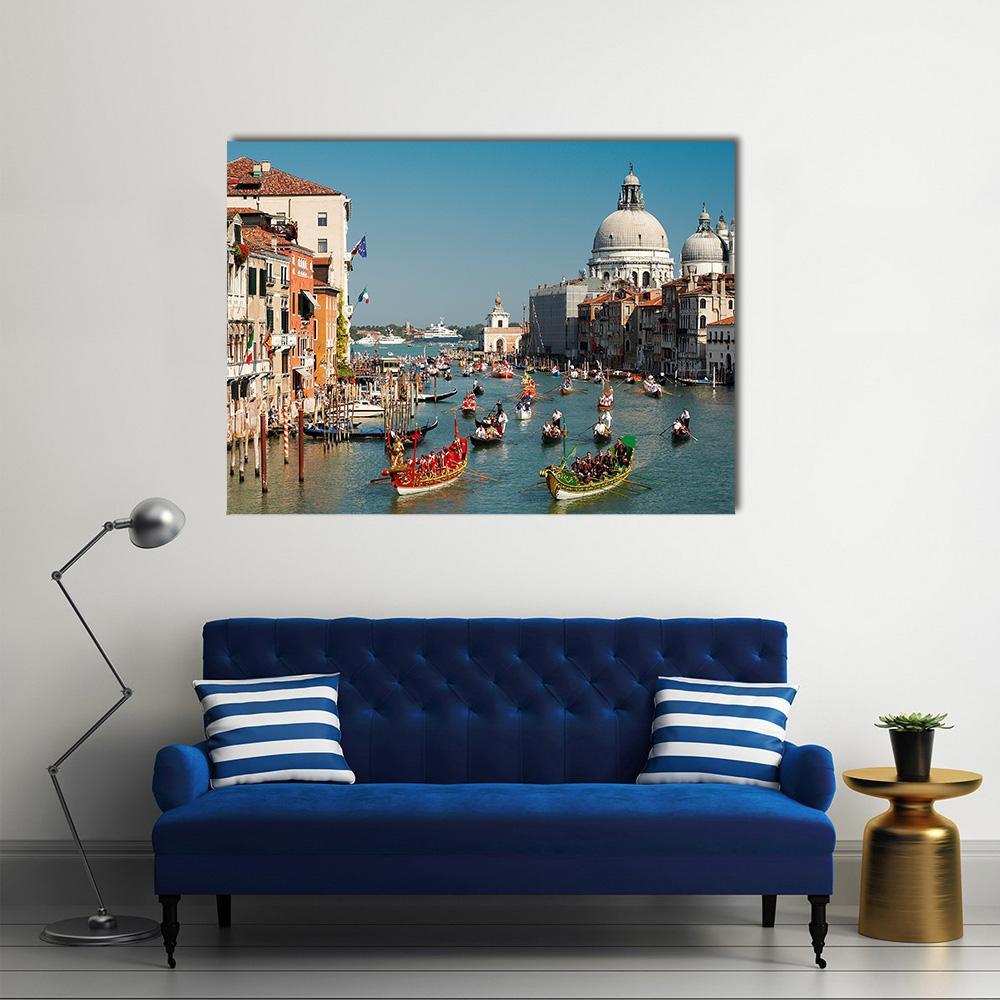 Venice Regata Storica Gondolas Canvas Wall Art-1 Piece-Gallery Wrap-36" x 24"-Tiaracle