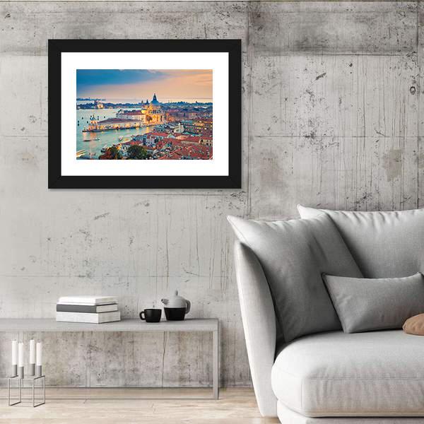 Venice With Basilica Di Santa Maria Della Salute Panoramic Canvas Wall Art-1 Piece-36" x 12"-Tiaracle