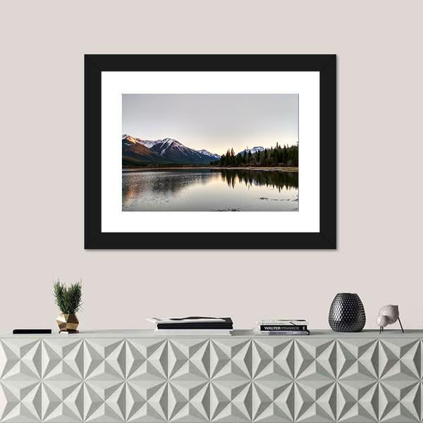Vermillion Lake At Sunset Canvas Wall Art-1 Piece-Framed Print-20" x 16"-Tiaracle