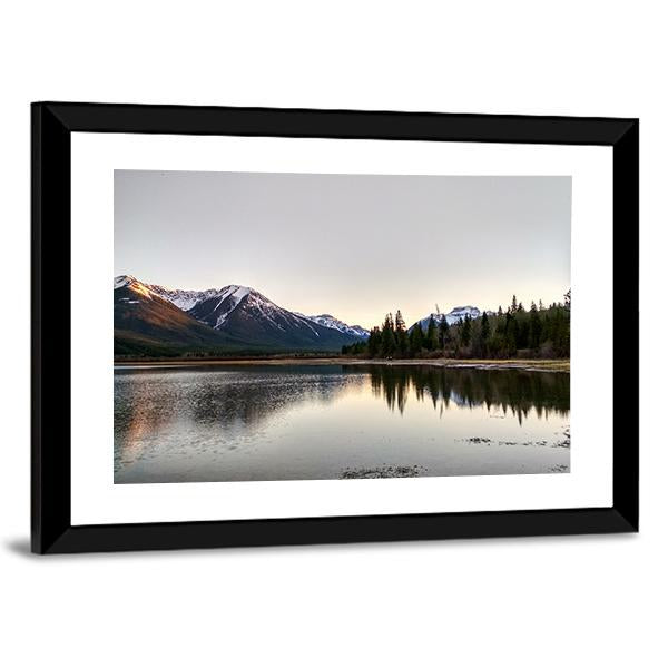 Vermillion Lake At Sunset Canvas Wall Art-3 Horizontal-Gallery Wrap-25" x 16"-Tiaracle