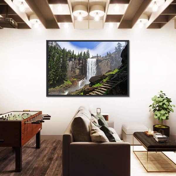 Vernal Fall In Yosemite National Park Canvas Wall Art-3 Horizontal-Gallery Wrap-25" x 16"-Tiaracle
