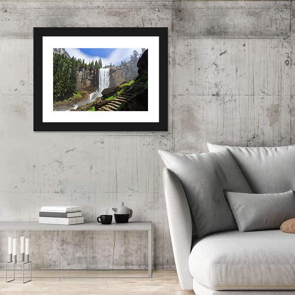 Vernal Fall In Yosemite National Park Canvas Wall Art-5 Horizontal-Gallery Wrap-22" x 12"-Tiaracle