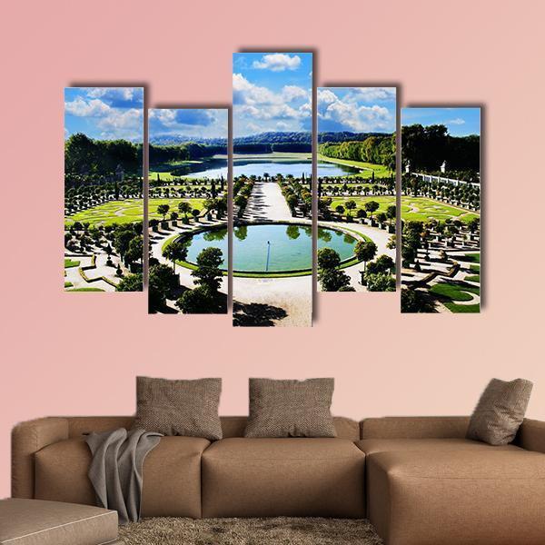 Versailles Royal Garden In Paris Canvas Wall Art-5 Pop-Gallery Wrap-47" x 32"-Tiaracle