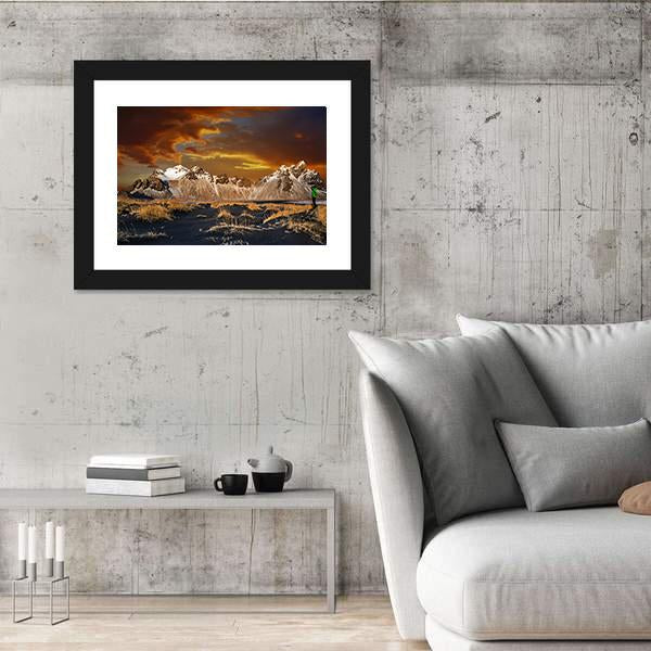 Vestrahorn Mountains In Iceland Panoramic Canvas Wall Art-1 Piece-36" x 12"-Tiaracle