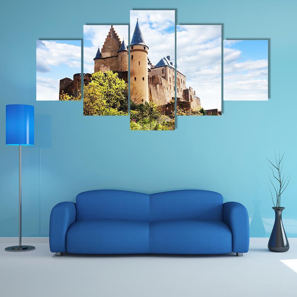 Vianden Castle Fortifications Canvas Wall Art-5 Star-Gallery Wrap-62" x 32"-Tiaracle