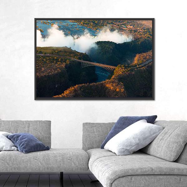 Victoria Falls From The Air Canvas Wall Art-3 Horizontal-Gallery Wrap-25" x 16"-Tiaracle