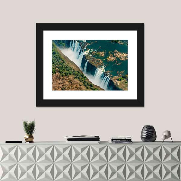 Victoria Falls In Zimbabwe Panoramic Canvas Wall Art-1 Piece-36" x 12"-Tiaracle