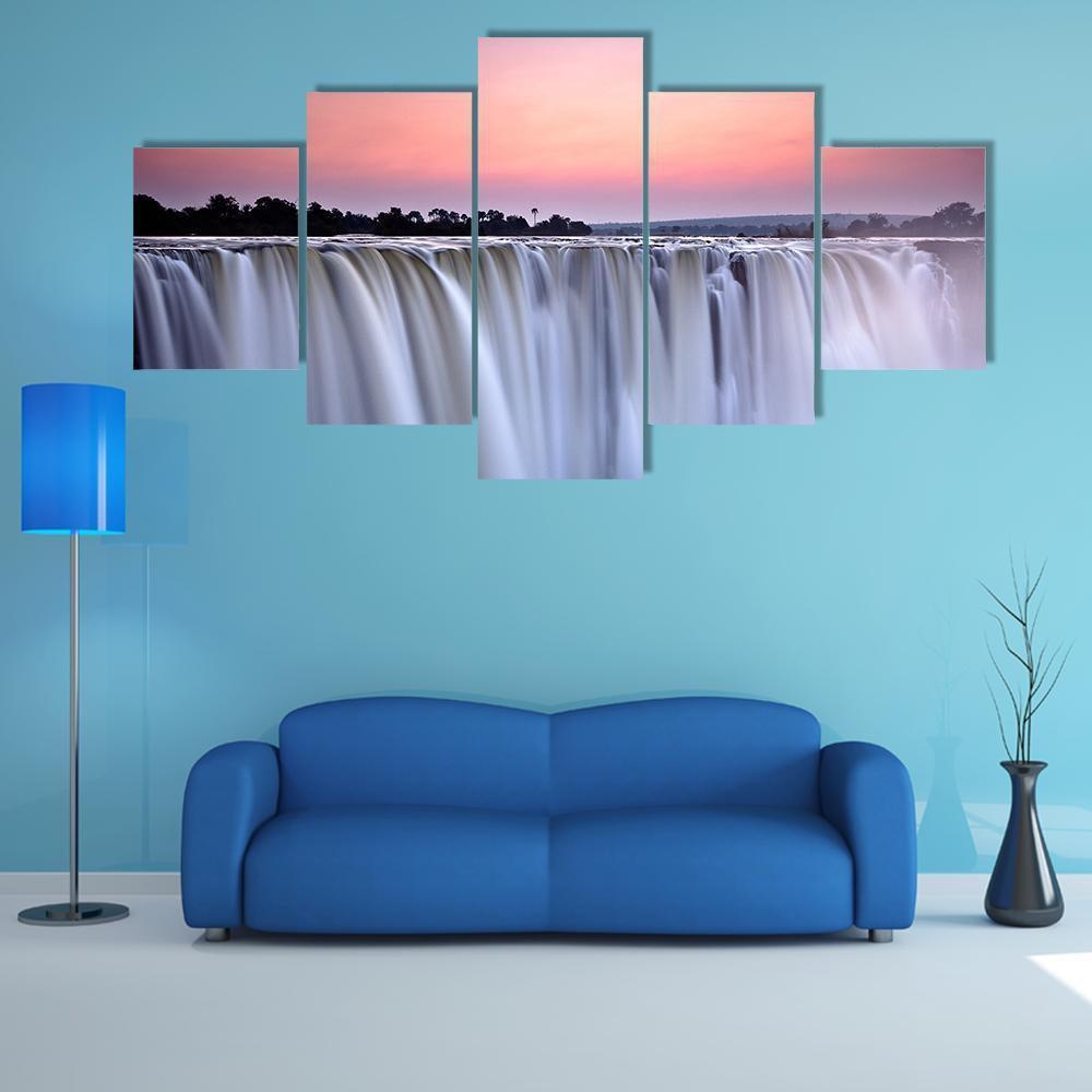 Victoria Falls Canvas Wall Art-5 Star-Gallery Wrap-62" x 32"-Tiaracle