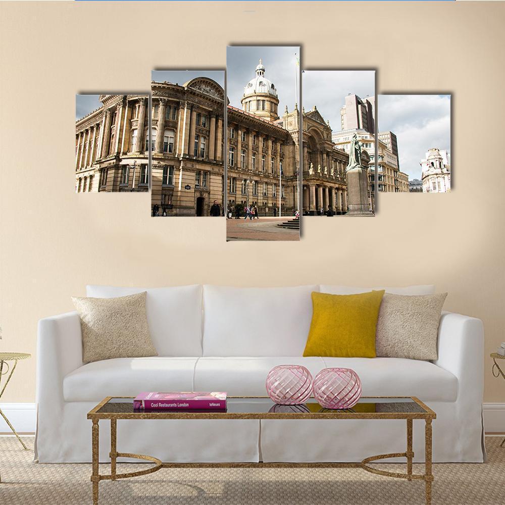 Victoria Square In Birmingham Canvas Wall Art-5 Star-Gallery Wrap-62" x 32"-Tiaracle