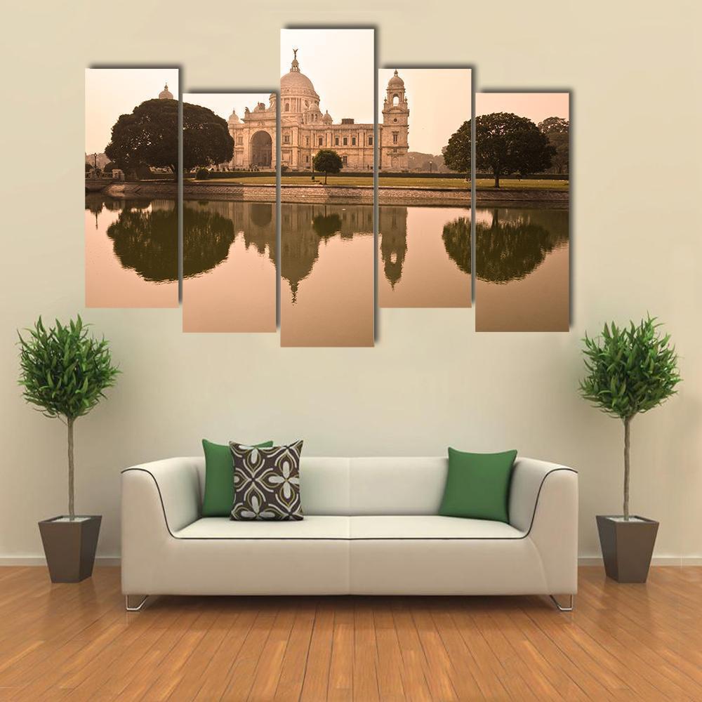 Victorial Memorial Kolkata Canvas Wall Art-5 Pop-Gallery Wrap-47" x 32"-Tiaracle