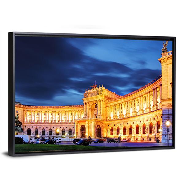 Vienna Hofburg Imperial Palace At Night Canvas Wall Art-3 Horizontal-Gallery Wrap-25" x 16"-Tiaracle