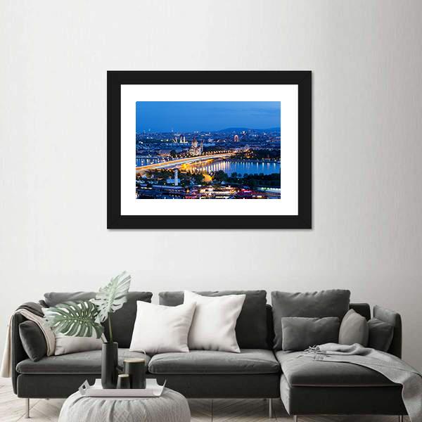 Vienna View At Night Canvas Wall Art-5 Horizontal-Gallery Wrap-22" x 12"-Tiaracle