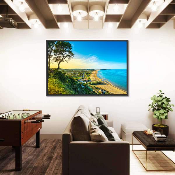 Vieste And Pizzomunno Beach View Canvas Wall Art-3 Horizontal-Gallery Wrap-25" x 16"-Tiaracle